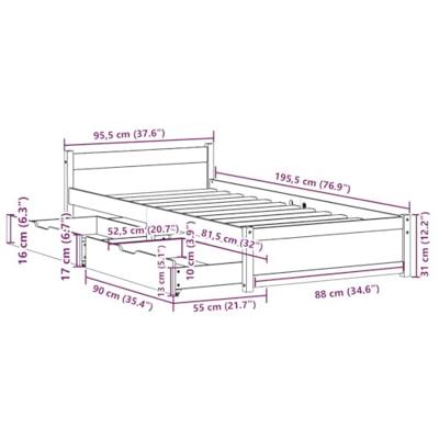 Bedframe zonder matras massief grenenhout wit 90x190 cm