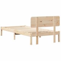 Bedframe met hoofdeinde Naturel 90 x 190 cm Massief grenenhout - thumbnail