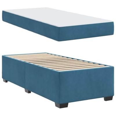 Bedframe met matras met matras Blauw 80 x 200 cm Fluweel