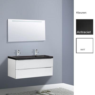 Badkamermeubelset Sanilux Senza Stone 120x47x50 cm 2 Kraangaten Hoogglans Antraciet