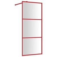 VidaXL Inloopdouchewand transparant 80x195 cm esg-glas rood - thumbnail