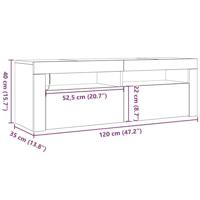 Tv-meubel met LED 120x35x40 cm bewerkt hout artisanaal eiken - thumbnail