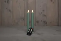 2Pcs Jade Groen Rustiek Wax Diner Kaars 23Cm Bew. Vlam Met Afstands Bediening 2Xaa Anna's Collection - Annas collection - thumbnail