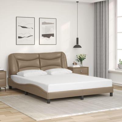 Bedframe met hoofdbord kunstleer cappuccinokleurig 160x200 cm Bedframe met hoofdbord kunstleer cappuccinokleurig 160x200 cm