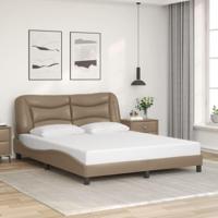 Bedframe met hoofdbord kunstleer cappuccinokleurig 160x200 cm - thumbnail