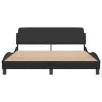Bedframe met hoofdbord kunstleer zwart 160x200 cm - thumbnail
