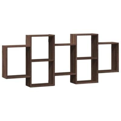 Wandschap 159x18x65 cm bewerkt hout bruin eikenkleurig