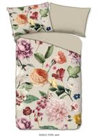 Descanso Dekbedovertrek "bloemen" - Zand - (240x200/220 cm) - Biologisch Katoen satijn - thumbnail