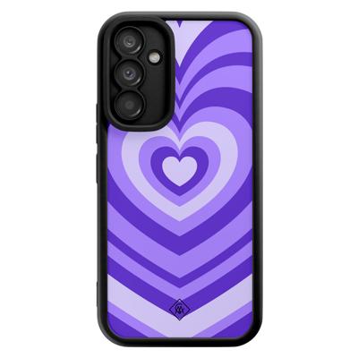 Samsung Galaxy A54 zwarte case - Hart swirl paars