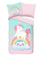 Good Morning Kinderdekbedovertrek "eenhoorn & regenboog" - Multi - (135x200 cm) - Katoen - thumbnail