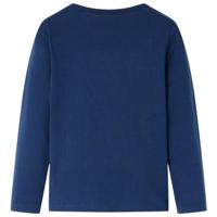 Kindershirt lange mouwen en woord in pailletten 104 marineblauw - thumbnail