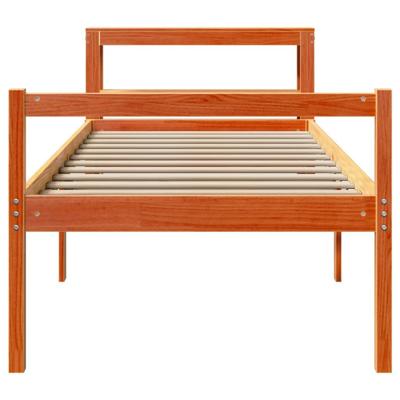 Bedframe met hoofdbord massief grenenhout wasbruin 75x190 cm