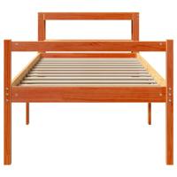 Bedframe met hoofdbord massief grenenhout wasbruin 75x190 cm - thumbnail