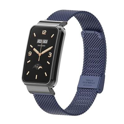 By Qubix - Milanese bandje met case - Donkerblauw - Xiaomi Smart band 7 Pro