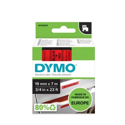 Labeltape Dymo LabelManager D1 polyester 19mm zwart op rood