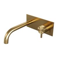 Brauer Gold Edition Inbouw Wastafelmengkraan met Gebogen Uitloop en Afdekplaat Model B1 Goud Geborsteld PVD - thumbnail