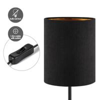 Scandinavische stijl Tafellamp - Corduroy Lampenkap - Cilinder - Black - ø20 x 40 cm - E27 Fitting - Geschikt voor Woonkamers en slaapkamers - Met schakelaar - thumbnail