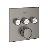 Inbouwkraan GROHE Grohtherm Smart Control Thermostaatkraan met 3-weg Omstelling Vierkant Hard Graphite Geborsteld - thumbnail