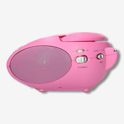 Lenco SCD-24 CD-speler voor kinderen, radio, stereo-installatie, Aux-in-hoofdtelefoonaansluiting, lcd-scherm, batterij en voeding - roze