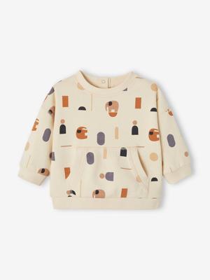 Molton baby sweatshirt lichtbeige met print Molton baby sweatshirt lichtbeige met print