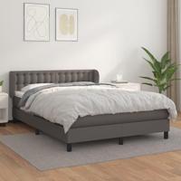 Boxspring met matras kunstleer grijs 140x200 cm - thumbnail