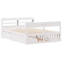Bedframe zonder matras massief grenenhout wit 160x200 cm - thumbnail