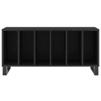 Platenkast 100x38x48 cm bewerkt hout zwart - thumbnail