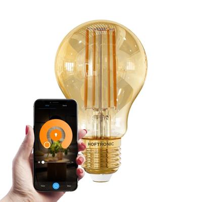 Smart E27 LED Filament Lamp - 7 Watt 806 lumen - A60 Amberkleurig glas - 1800-3000K Dimbaar Smart E27 LED Filament Lamp - 7 Watt 806 lumen - A60 Amberkleurig glas - 1800-3000K Dimbaar