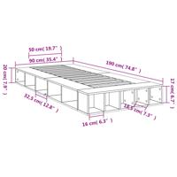 Bedframe bewerkt hout wit 90x190 cm - thumbnail