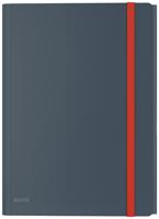 Leitz Cosy elastomap met 3 kleppen, met opbergvak met drukknoppsluiting, uit PP, ft A4, grijs - thumbnail