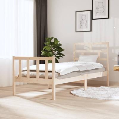 Bedframe massief grenenhout zwart 75x190 cm