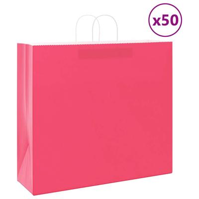 VidaXL Papieren zakken 50 st met hengsels 54x15x49 cm roze