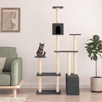 VidaXL Kattenmeubel met sisal krabpalen 180 cm donkergrijs