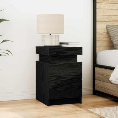 Nachtkastje 2 pcs Zwart Eiken 35 x 39 x 55 cm Bewerkt hout