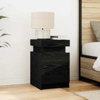 Nachtkastje 2 pcs Zwart Eiken 35 x 39 x 55 cm Bewerkt hout - thumbnail
