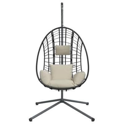 VidaXL Hangstoel met standaard rattan en staal beige