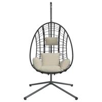 Hangstoel met standaard rattan en staal beige - thumbnail