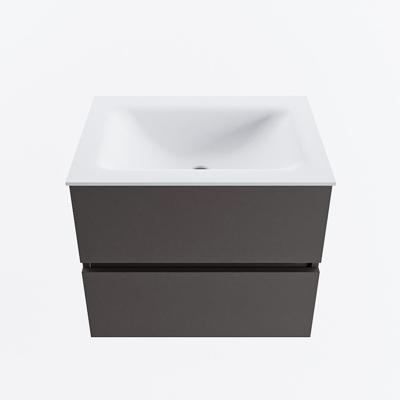 MONDIAZ VICA 60cm badmeubel onderkast Dark Grey 2 lades. Wastafel CLOUD midden 1 kraangat, kleur Talc.