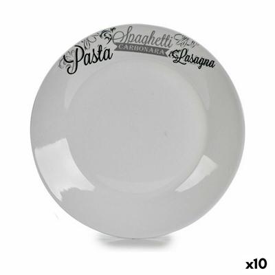 Eetbord Wit Zwart Porselein Afgedrukt Pasta Ø 24,4 cm 24 x 2,6 x 24 cm (10 Stuks)