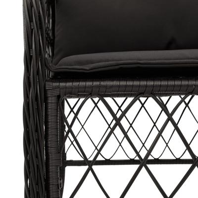 7-delige Tuinset met kussens poly rattan zwart - thumbnail