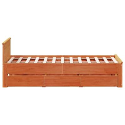Bedframe zonder matras met hoofdbord hout wasbruin 135x190 cm