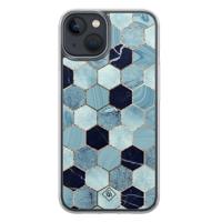 iPhone 13 mini hybride hoesje - Blue cubes - thumbnail