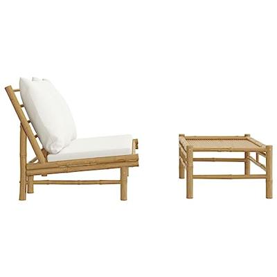 2-delige Loungeset met kussens bamboe crmewit - thumbnail