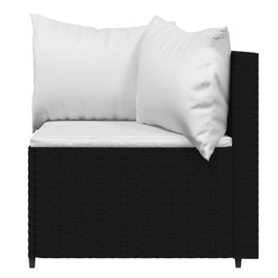 Tuinhoekbanken met kussens 2 st poly rattan zwart - thumbnail