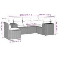 5-delige Loungeset met kussens poly rattan beige - thumbnail