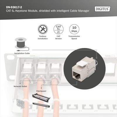 Digitus DN-93617-2 RJ45-inbouwmodule Keystone CAT 6A 2 stuk(s) Digitus DN-93617-2 RJ45-inbouwmodule Keystone CAT 6A 2 stuk(s)