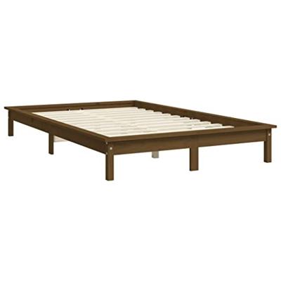 Bedframe massief grenenhout honingbruin 200x200 cm
