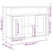 Dressoir 100x35x80 cm bewerkt hout zwart - thumbnail