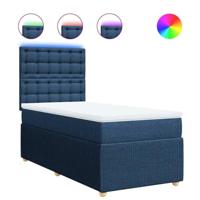 Boxspring met matras stof blauw 90x190 cm - thumbnail