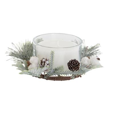 Kaars DKD Home Decor Wit Kerstmis 15 x 15 x 5.5 cm 13 x 13 x 5,5 cm